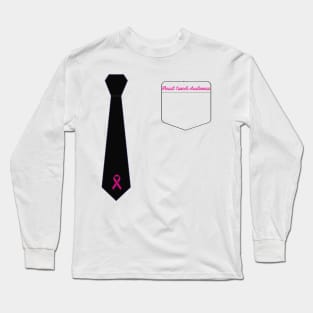 Pink Ribbon Tie Breast Cancer Awareness Long Sleeve T-Shirt